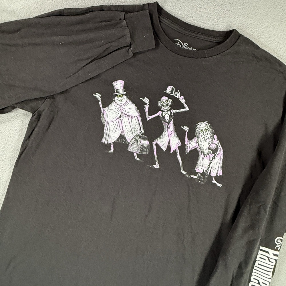 Disney Haunted Mansion Hitchhiking Ghosts T-Shirt Mens Large Long Sleeve Black